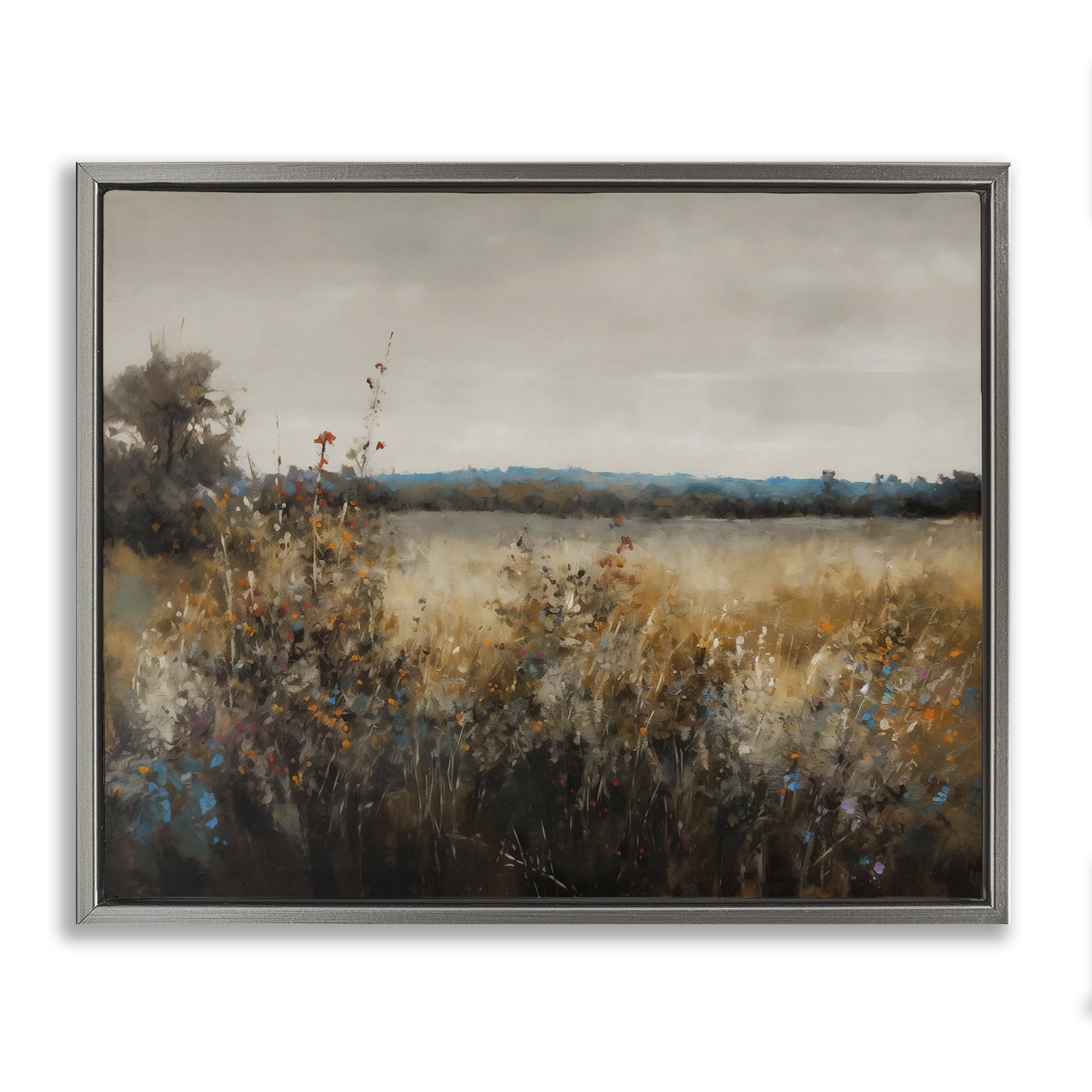Stupell Industries Abstract Grunge Meadow Gray Framed Floater Canvas Wall Art, design by Creative Studio