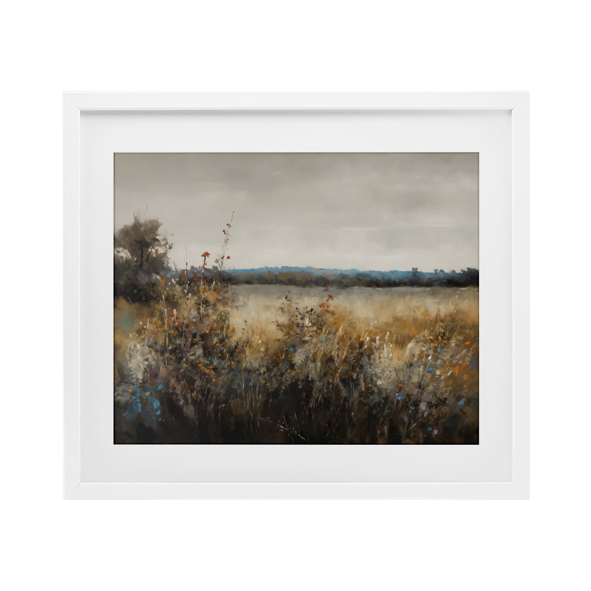 Stupell Industries Abstract Grunge Meadow White Framed Print Under Glass, design by Creative Studio