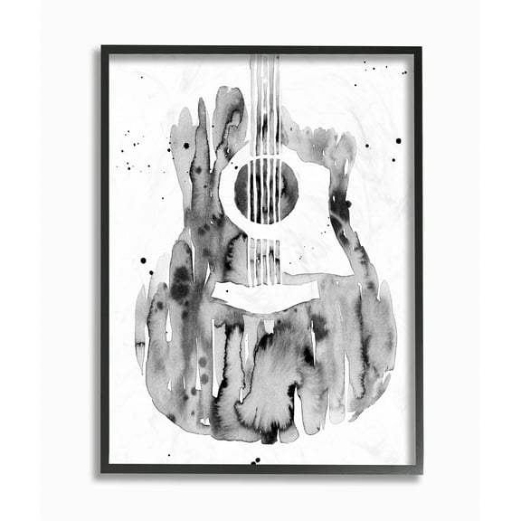 Stupell Industries Abstract Guitar Watercolor Pattern Painting Black Framed Wall Art, 24 x 30, byAnnie Warren