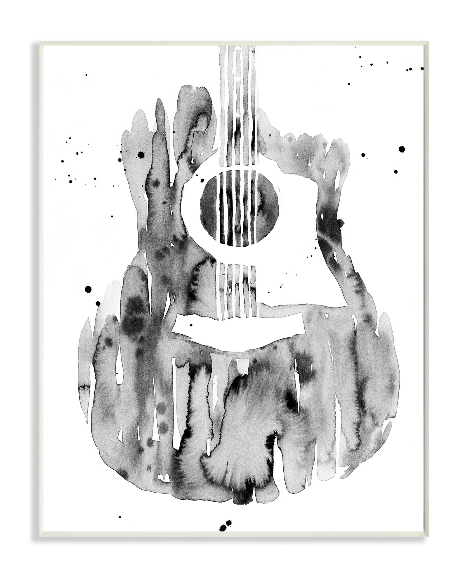 Stupell Industries Abstract Guitar Watercolor Pattern Painting Wood Plaque by Annie Warren