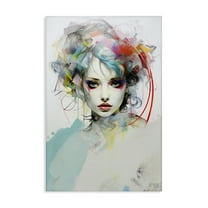 Stupell Industries Abstract Hair Visage Novelty Painting Gallery Wrapped Canvas Art Print Wall Art, 16 x 24