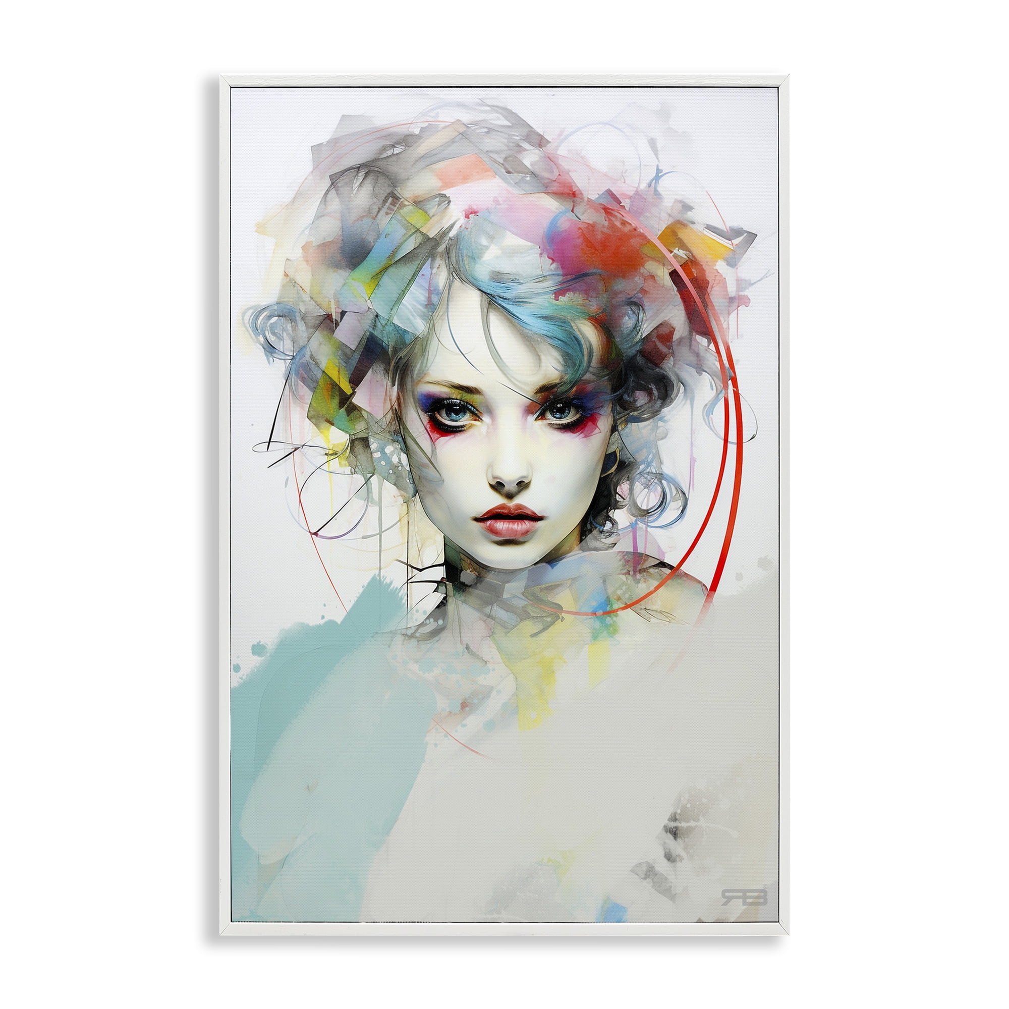 Stupell Industries Abstract Hair Visage Novelty Painting White Framed Art Print Wall Art, 16 x 24