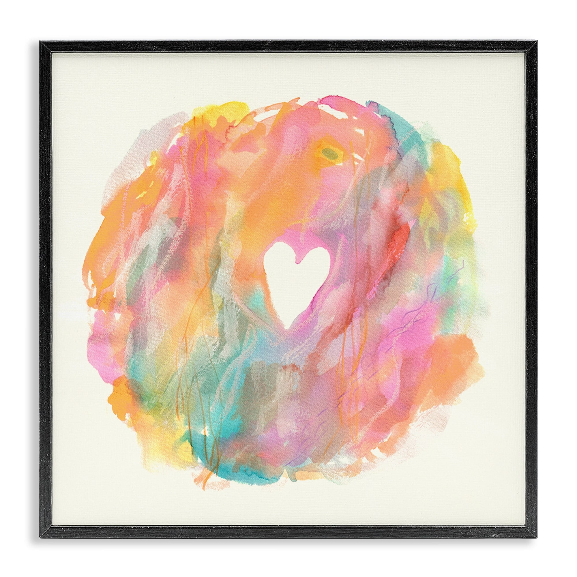 Stupell Industries Abstract Heart Shape Fluid Mixed Pastels Painting Graphic Art Black Framed Art Print Wall Art, Design by Elvira Errico