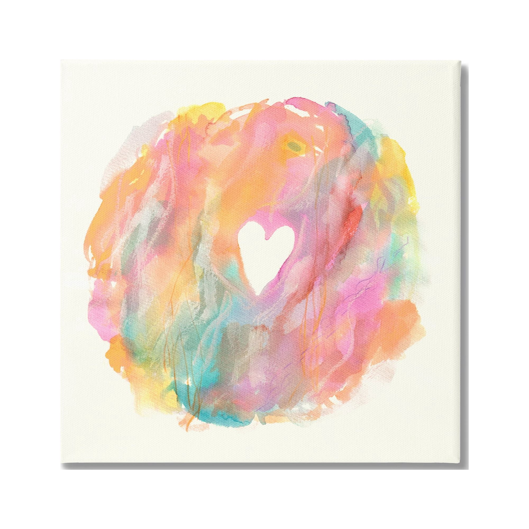 Stupell Industries Abstract Heart Shape Fluid Mixed Pastels Painting Graphic Art Gallery Wrapped Canvas Print Wall Art, Design by Elvira Errico