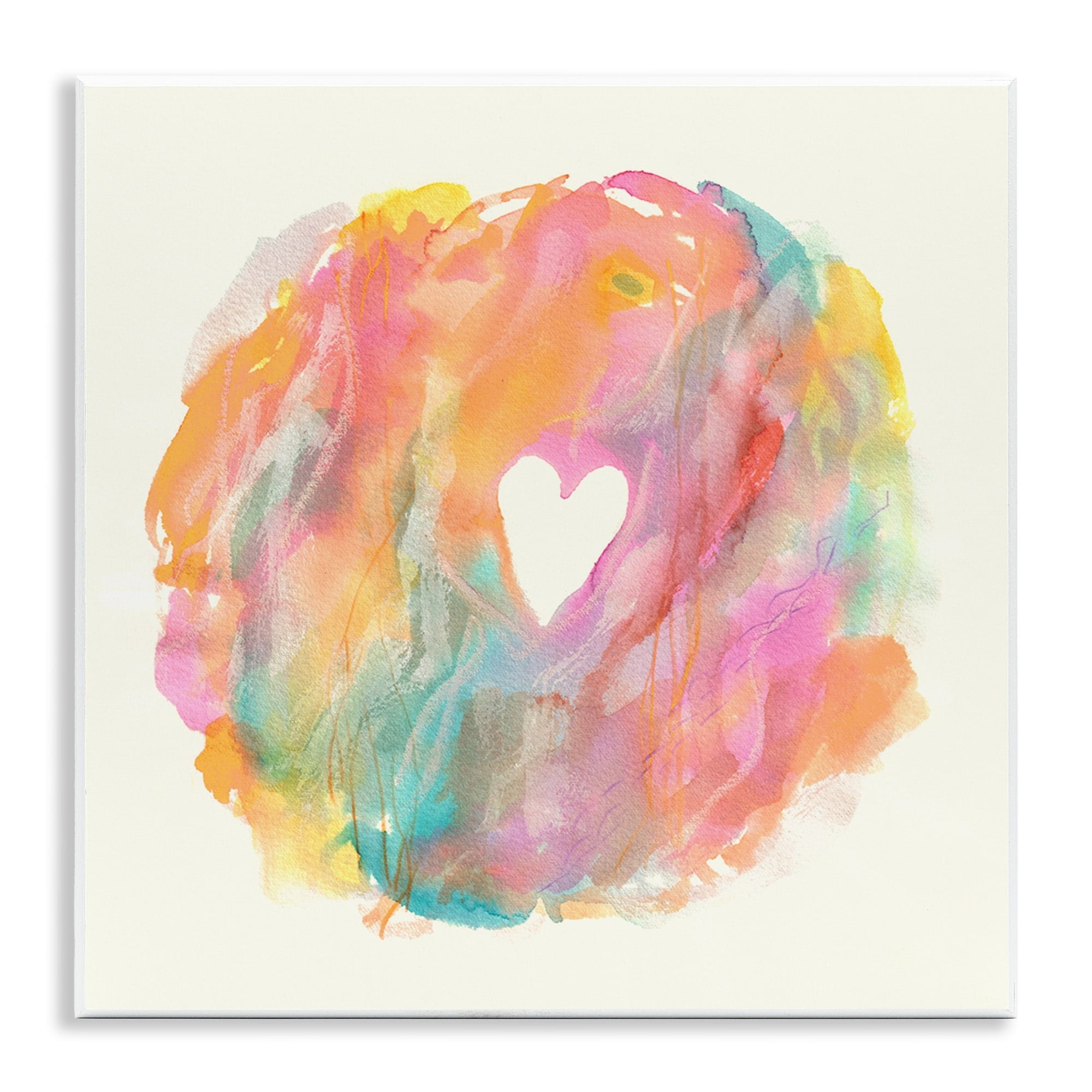 Stupell Industries Abstract Heart Shape Fluid Mixed Pastels Painting Graphic Art Unframed Art Print Wall Art, Design by Elvira Errico