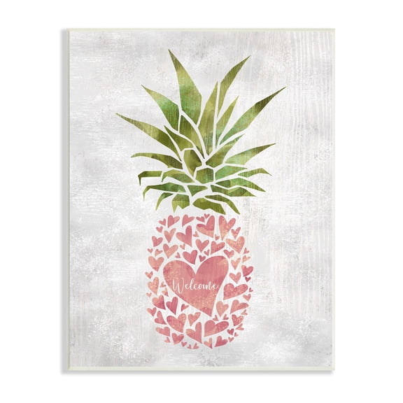 Stupell Industries Abstract Heart Shape Pineapple Welcome Greeting, 10 x 15,Design by Ziwei Li