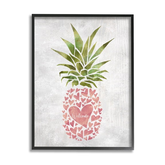 Stupell Industries Abstract Heart Shape Pineapple Welcome Greeting, 11 x 14,Design by Ziwei Li