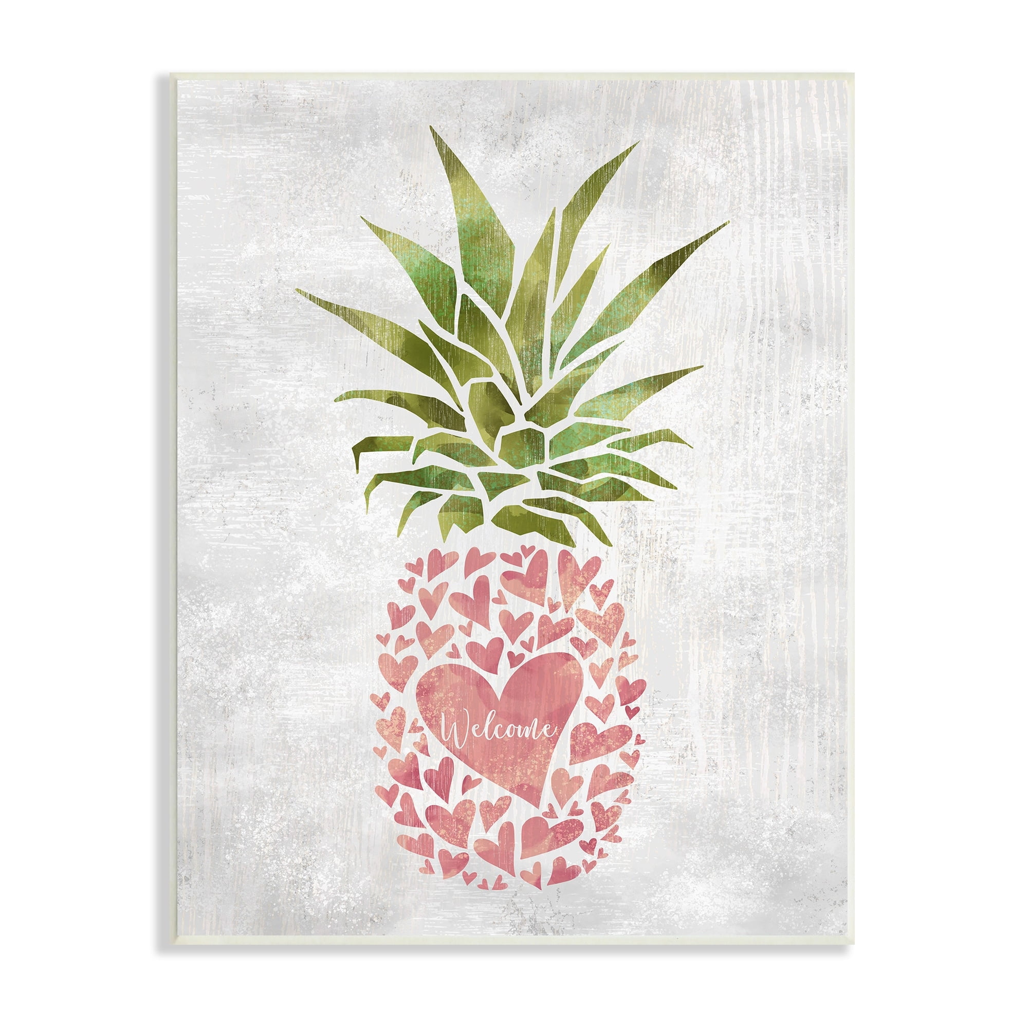 Stupell Industries Abstract Heart Shape Pineapple Welcome Greeting, 13 x 19,Design by Ziwei Li