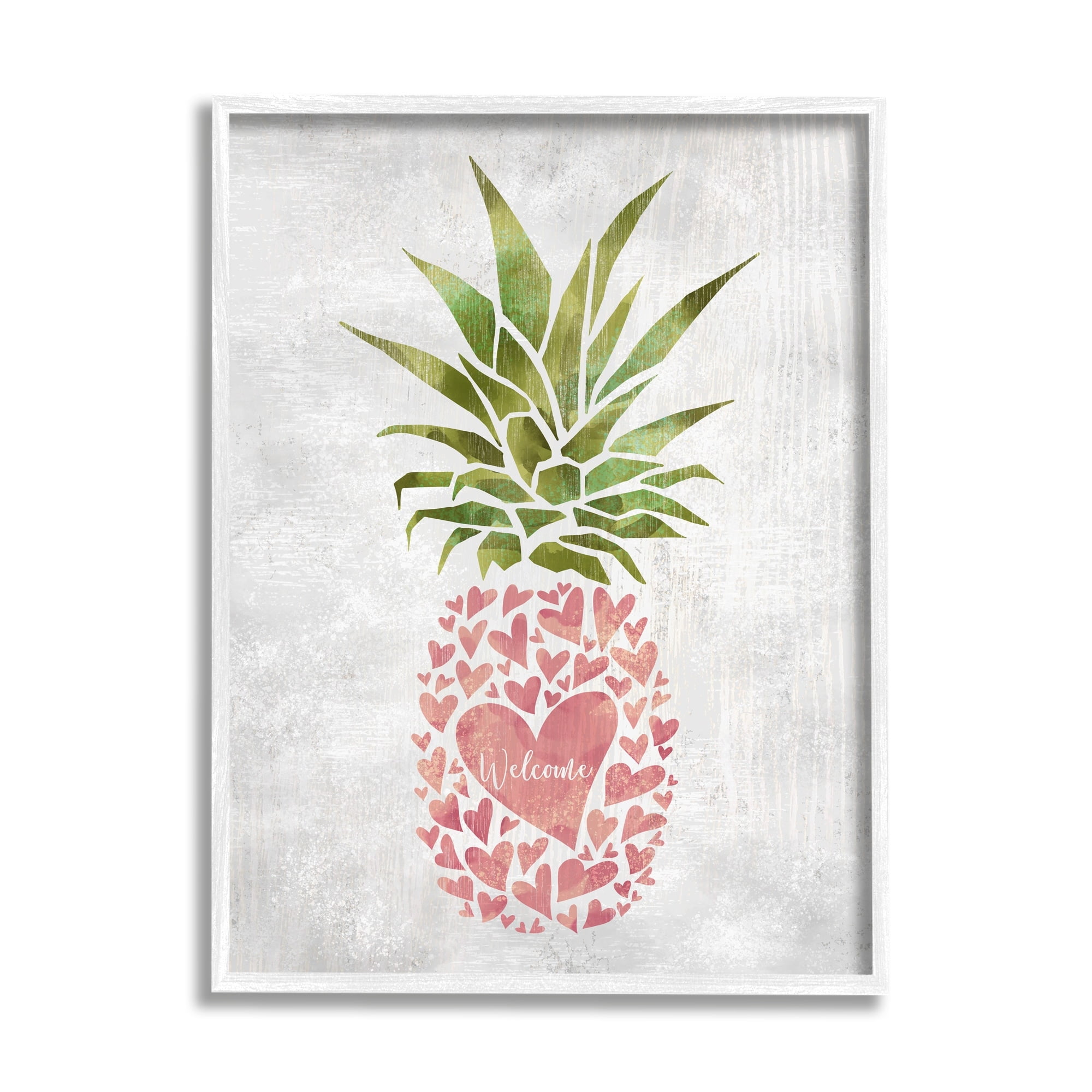 Stupell Industries Abstract Heart Shape Pineapple Welcome Greeting, 16 x 20,Design by Ziwei Li