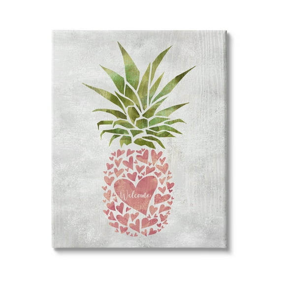 Stupell Industries Abstract Heart Shape Pineapple Welcome Greeting, 30 x 40,Design by Ziwei Li
