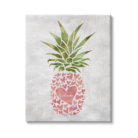Stupell Industries Abstract Heart Shape Pineapple Welcome Greeting, 36 x 48,Design by Ziwei Li
