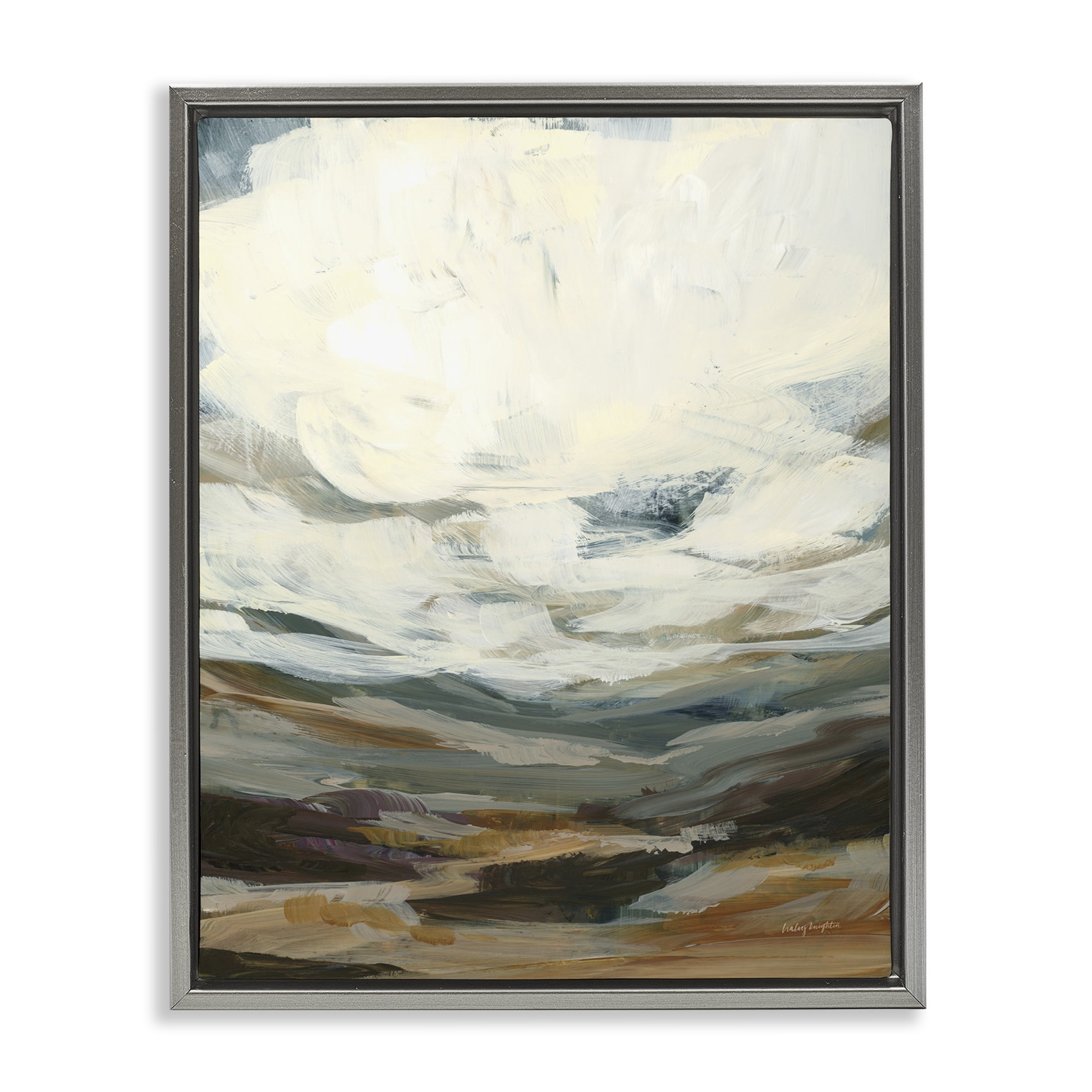 Stupell Industries Abstract Heavy Clouds Landscape Painting Gray Floater Framed Art Print Wall Art, 25 x 31