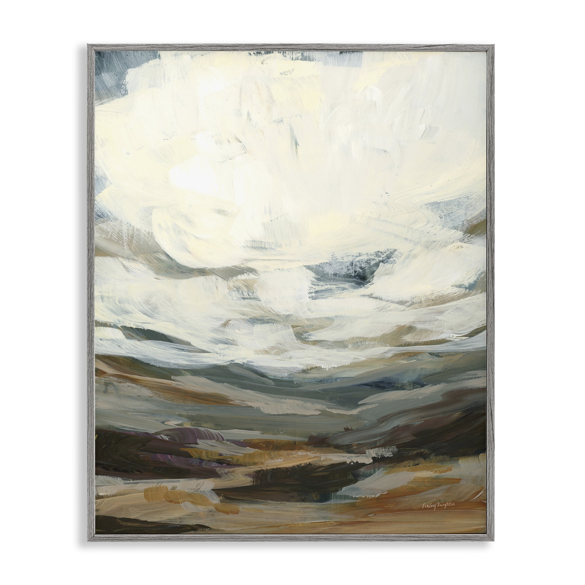 Stupell Industries Abstract Heavy Clouds Landscape Painting Gray Framed Art Print Wall Art, 24 x 30