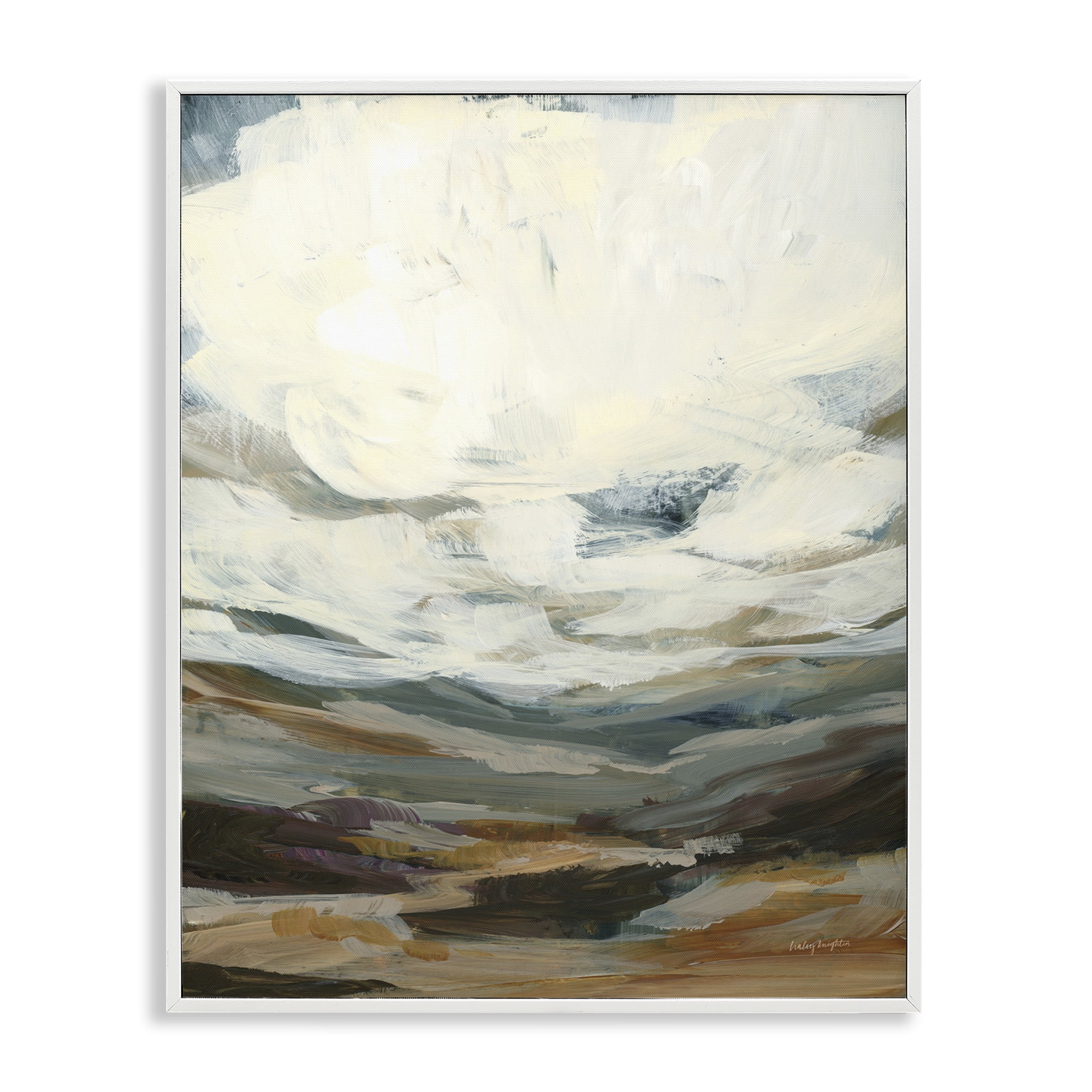 Stupell Industries Abstract Heavy Clouds Landscape Painting White Framed Art Print Wall Art, 16 x 20