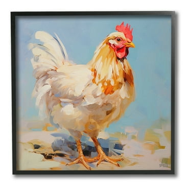 Stupell Industries Abstract Hen Portrait Animals & Insects Painting Black Framed Art Print Wall Art, 12 x 12