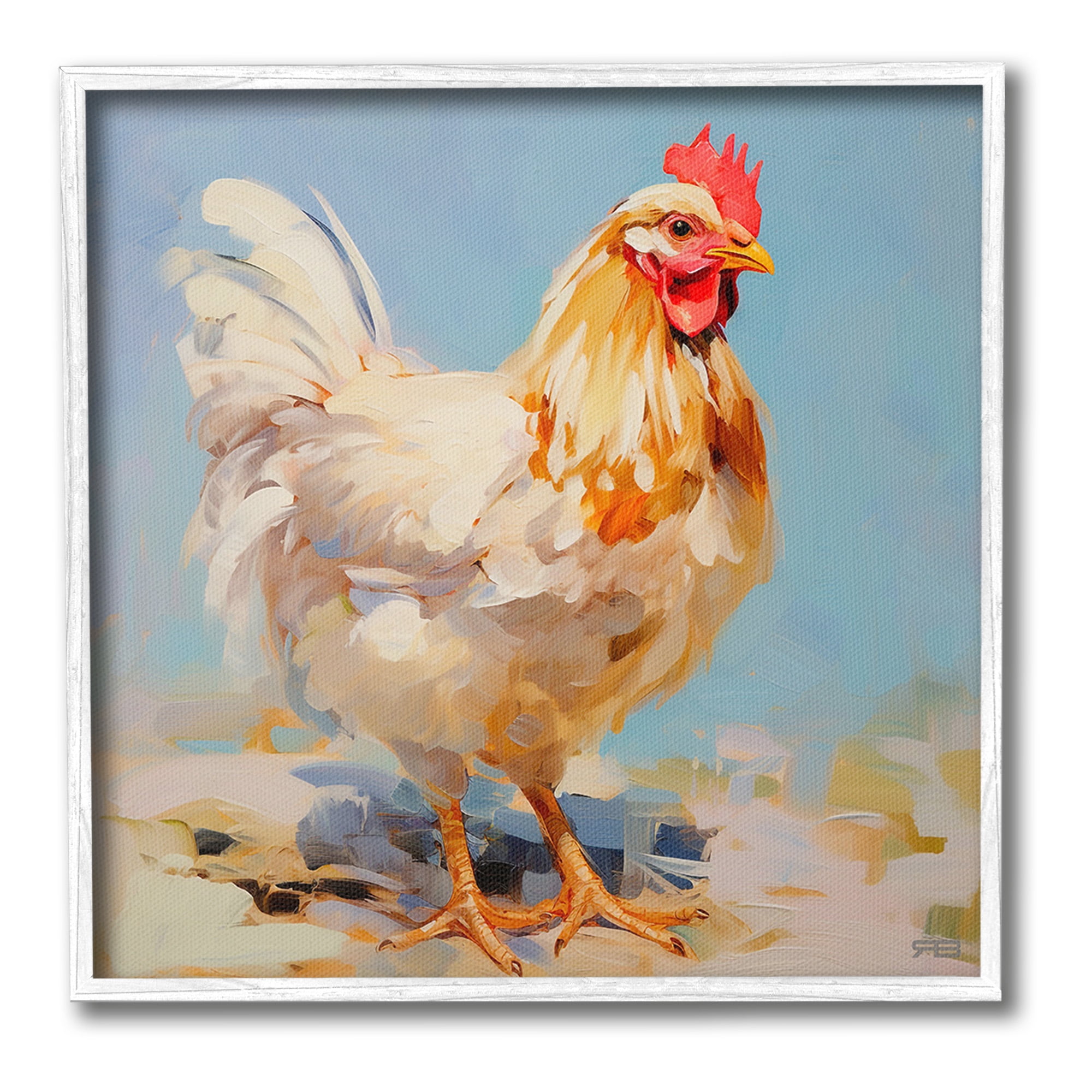 Stupell Industries Abstract Hen Portrait Animals & Insects Painting White Framed Art Print Wall Art, 17 x 17