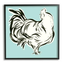 Stupell Industries Abstract Hen on Blue Animals & Insects Painting Black Framed Art Print Wall Art, 12 x 12