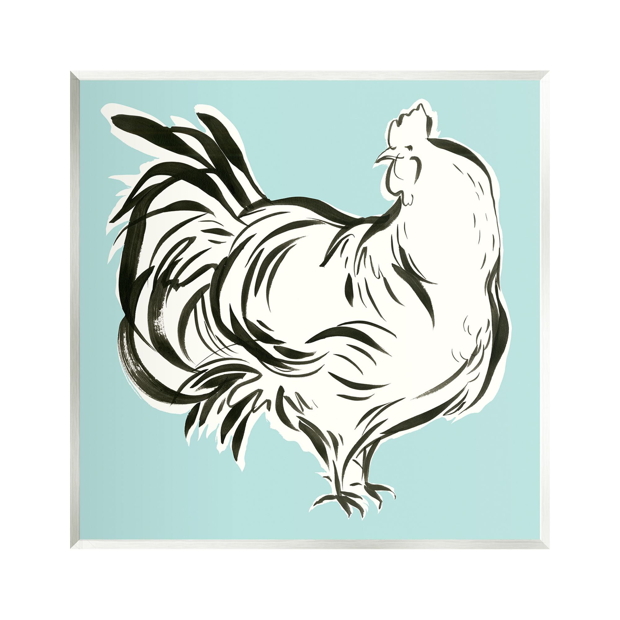 Stupell Industries Abstract Hen on Blue Animals & Insects Painting Unframed Art Print Wall Art, 12 x 12