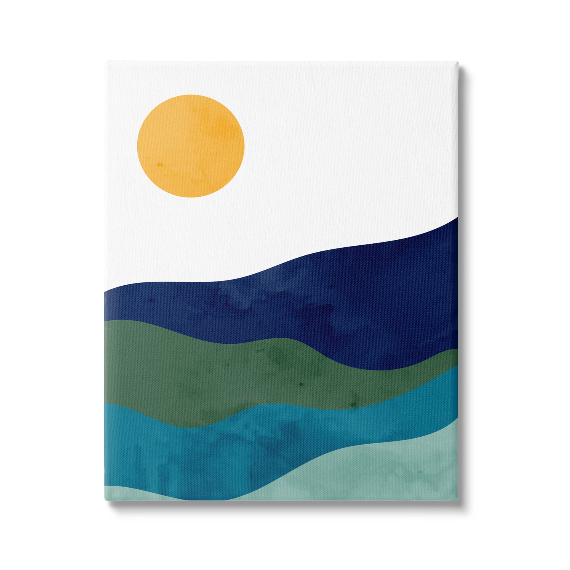 Stupell Industries Abstract Hills Landscape Layered Stripes Sun Shining Graphic Art Gallery Wrapped Canvas Print Wall Art, Design by Kim Allen