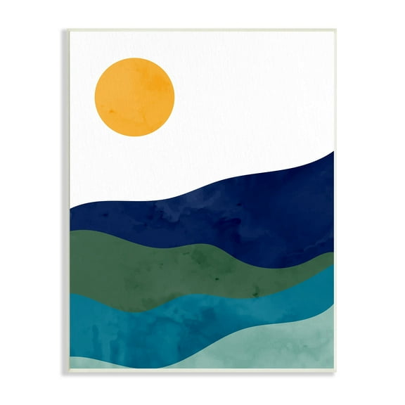 Stupell Industries Abstract Hills Landscape Layered Stripes Sun Shining Graphic Art Unframed Art Print Wall Art, Design by Kim Allen