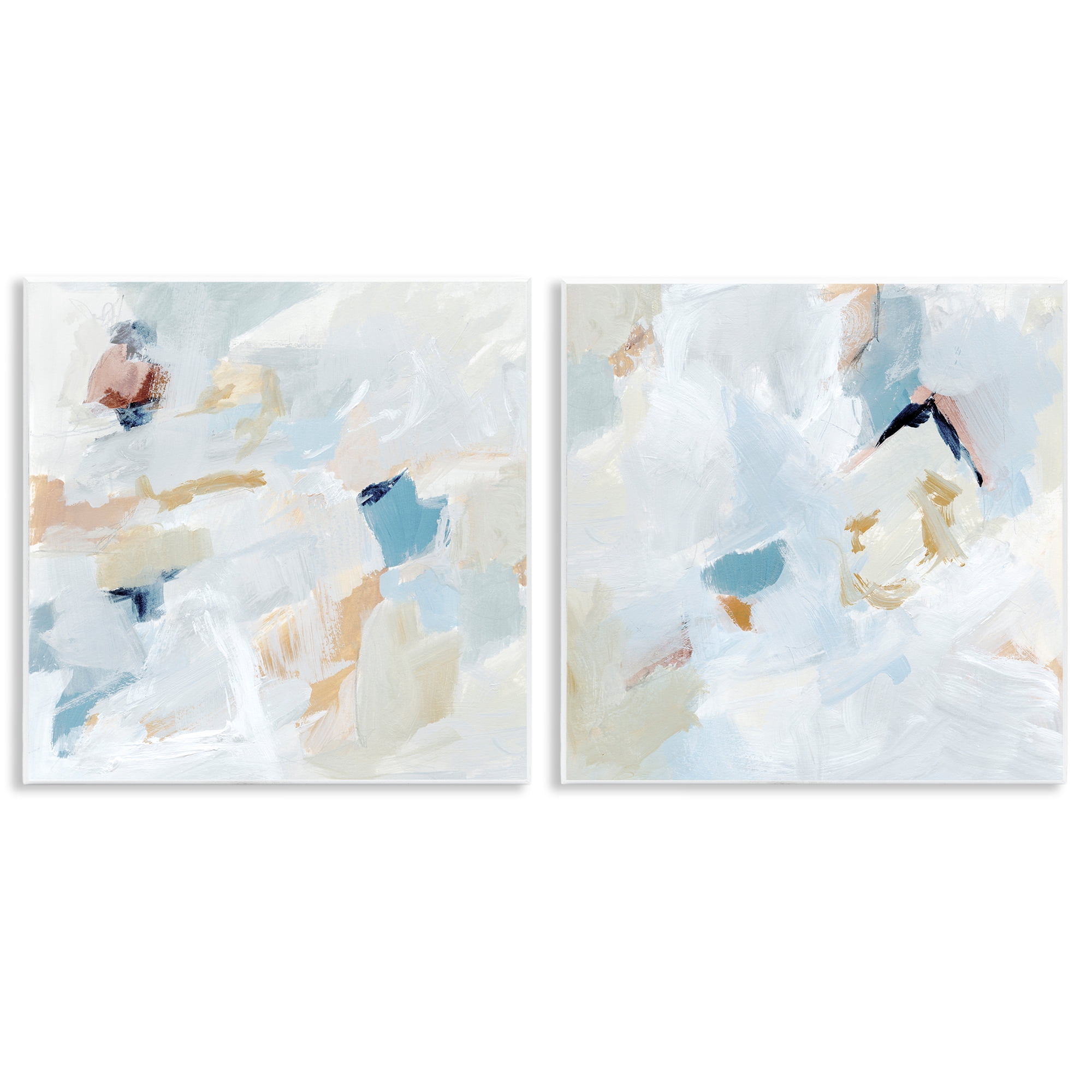 Stupell Industries Abstract Hint of Blue Clouds Abstract Painting Unframed Art Print Wall Art, 12 x 12, Set of 2
