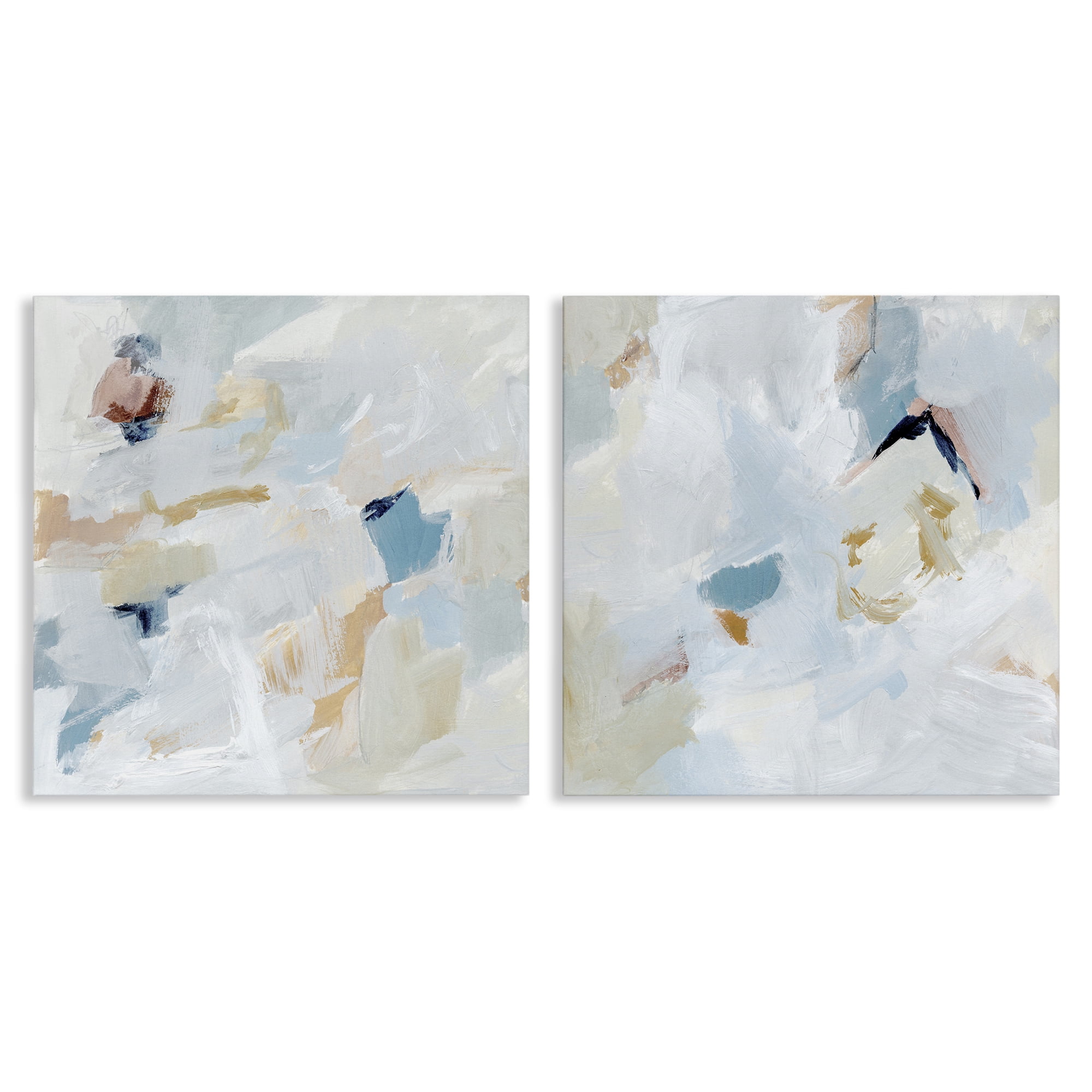Stupell Industries Abstract Hint of Blue Clouds Abstract Painting Wrapped Canvas Art Print Wall Art, 24 x 24, Set of 2