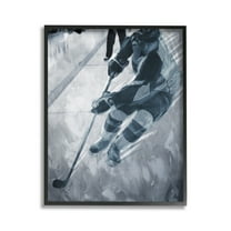 Stupell Industries Abstract Hockey Player Sports Painting Black Framed Art Print Wall Art, 11 x 14