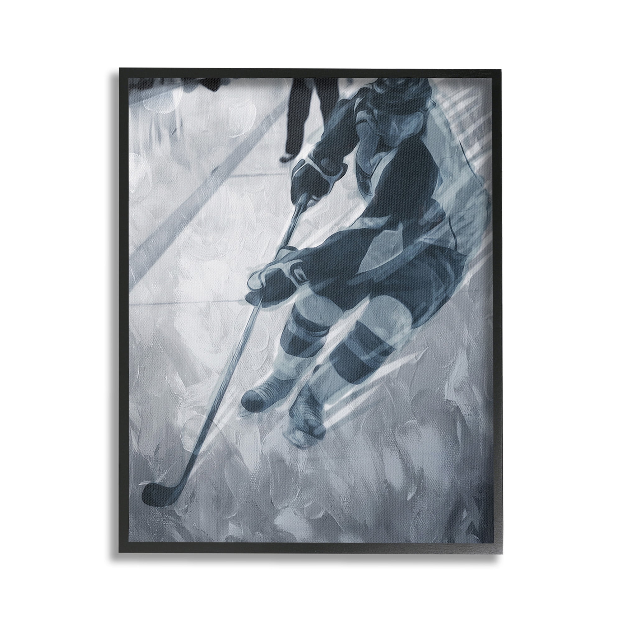 Stupell Industries Abstract Hockey Player Sports Painting Black Framed Art Print Wall Art, 16 x 20