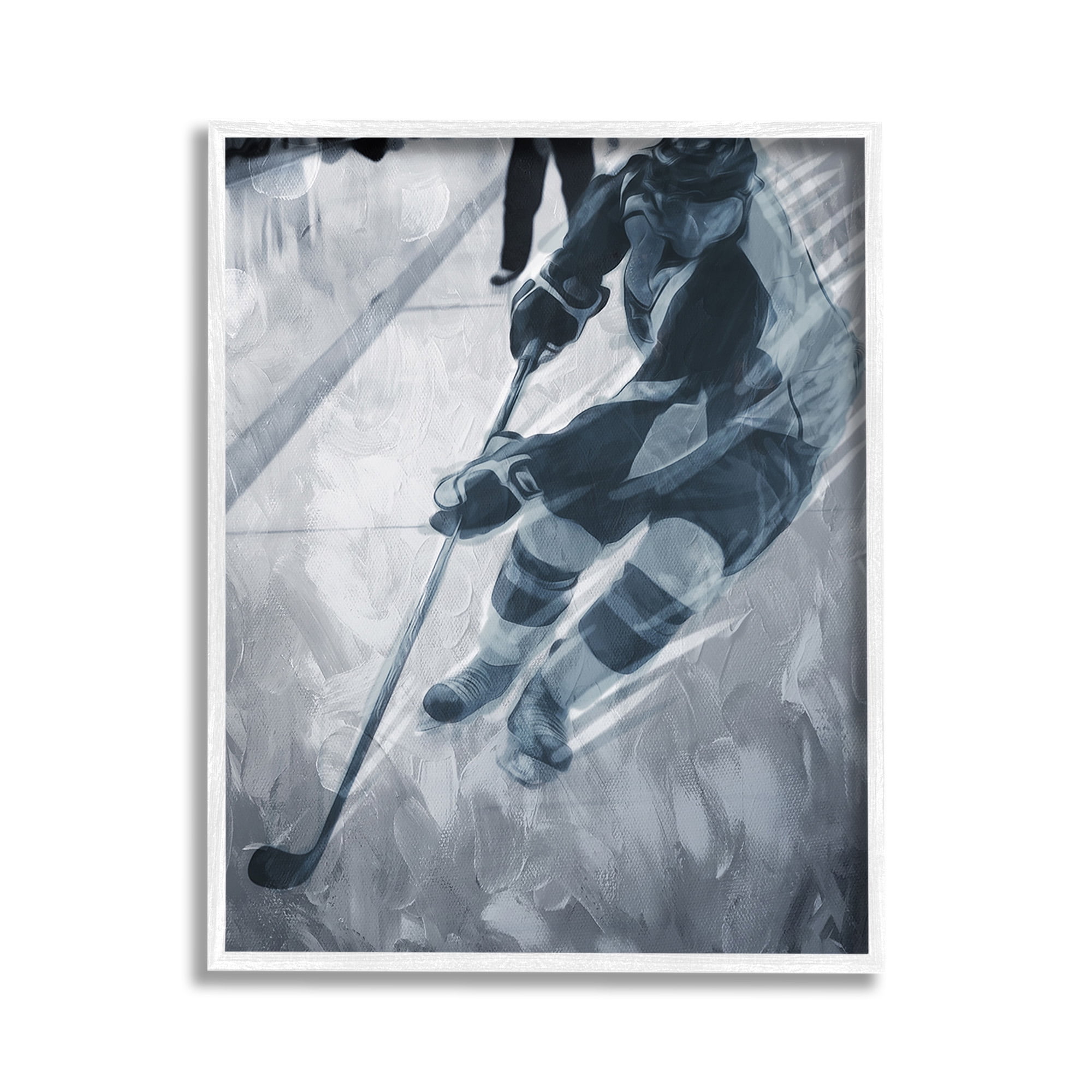 Stupell Industries Abstract Hockey Player Sports Painting White Framed Art Print Wall Art, 11 x 14