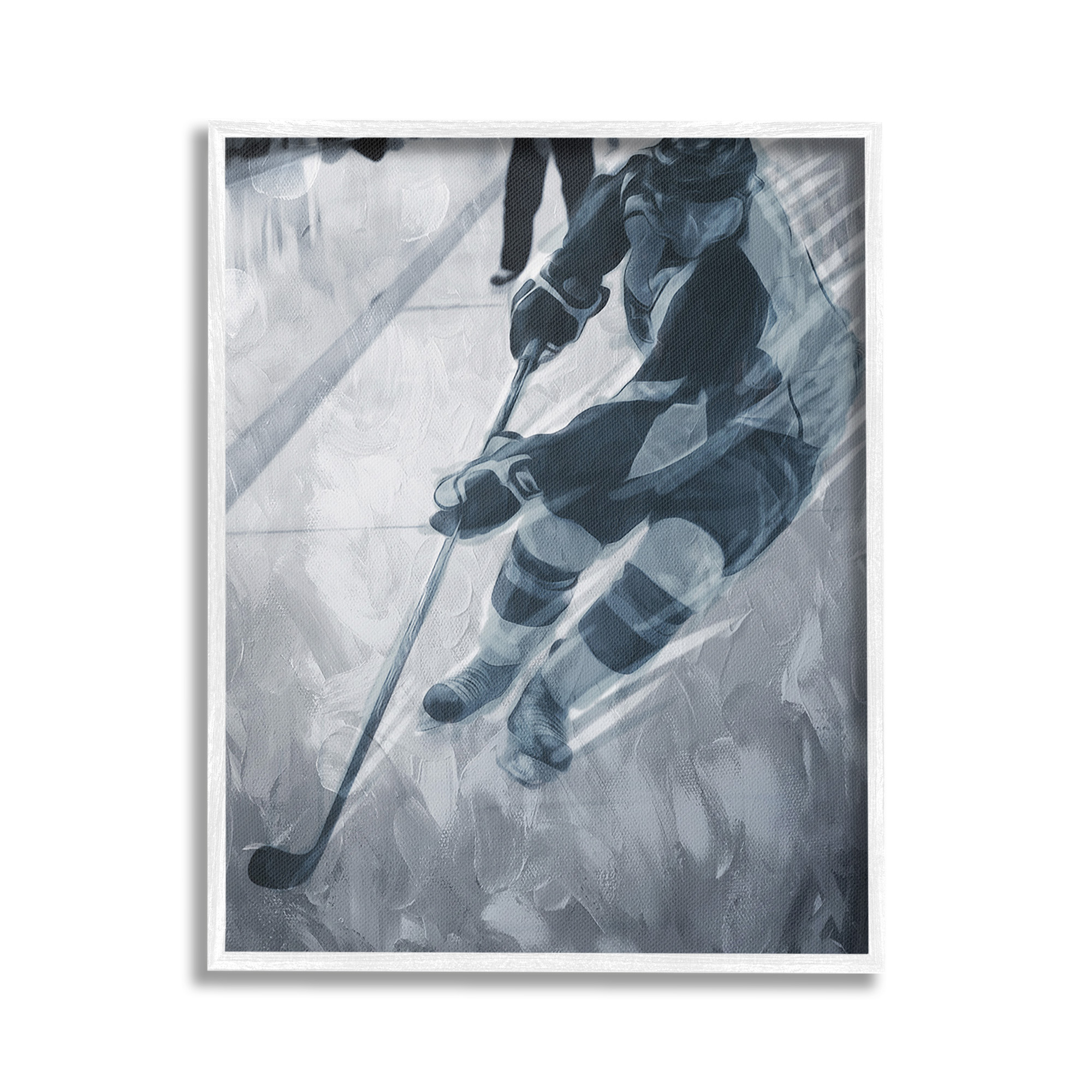 Stupell Industries Abstract Hockey Player Sports Painting White Framed Art Print Wall Art, 16 x 20