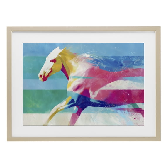 Stupell Industries Modern Abstract Horse In Stripes Birch Framed Print Under Glass, 20 x 14, by Chromatic Storm Studio