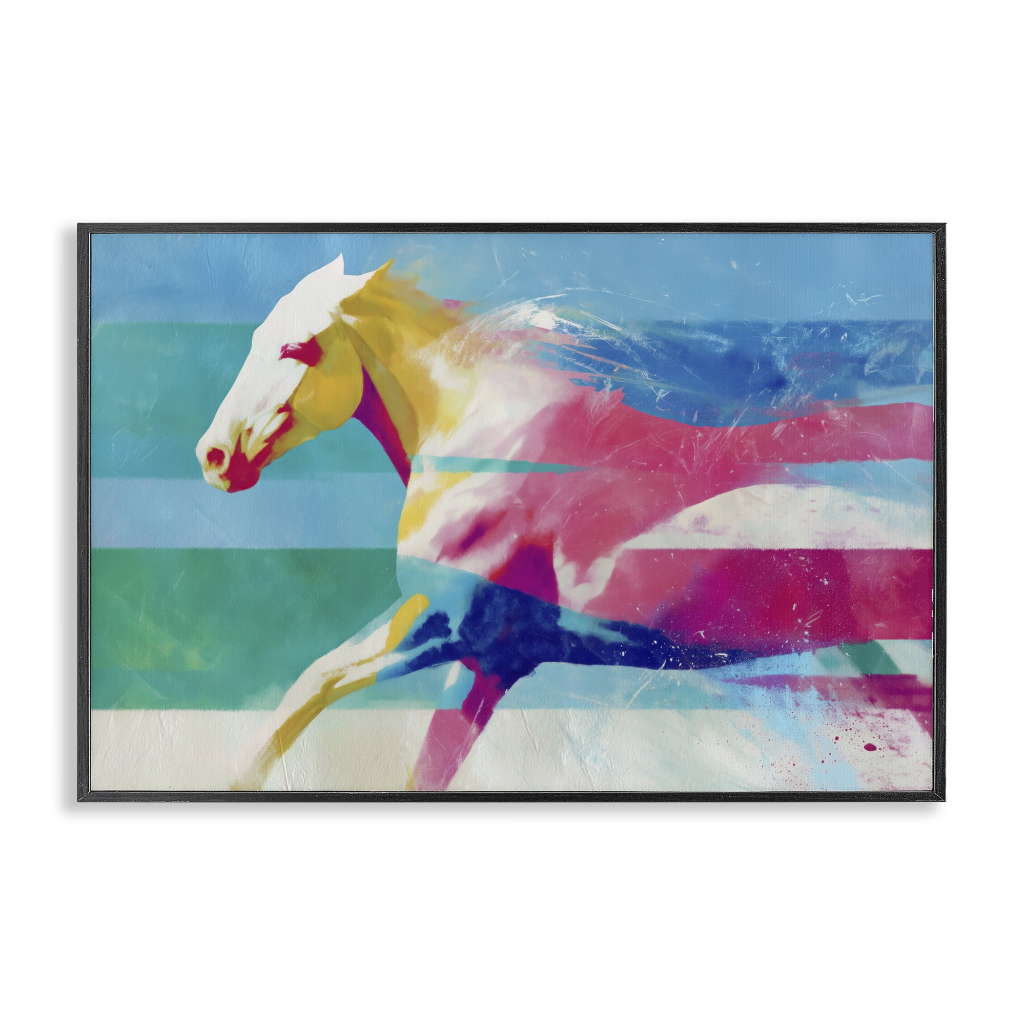 Stupell Industries Abstract Horse In Stripes Black Framed Giclee Art, design by Chromatic Storm Studio