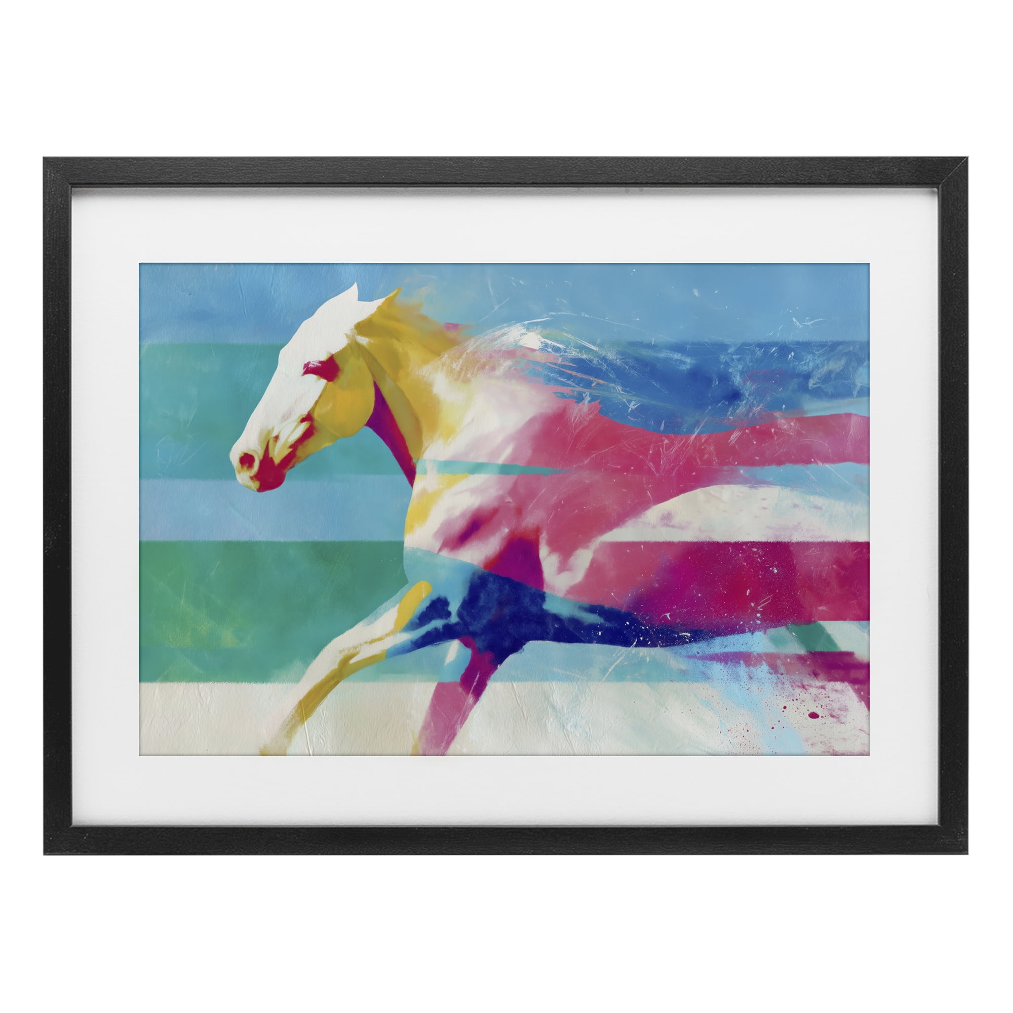 Stupell Industries Abstract Horse In Stripes Black Framed Print Under Glass, design by Chromatic Storm Studio