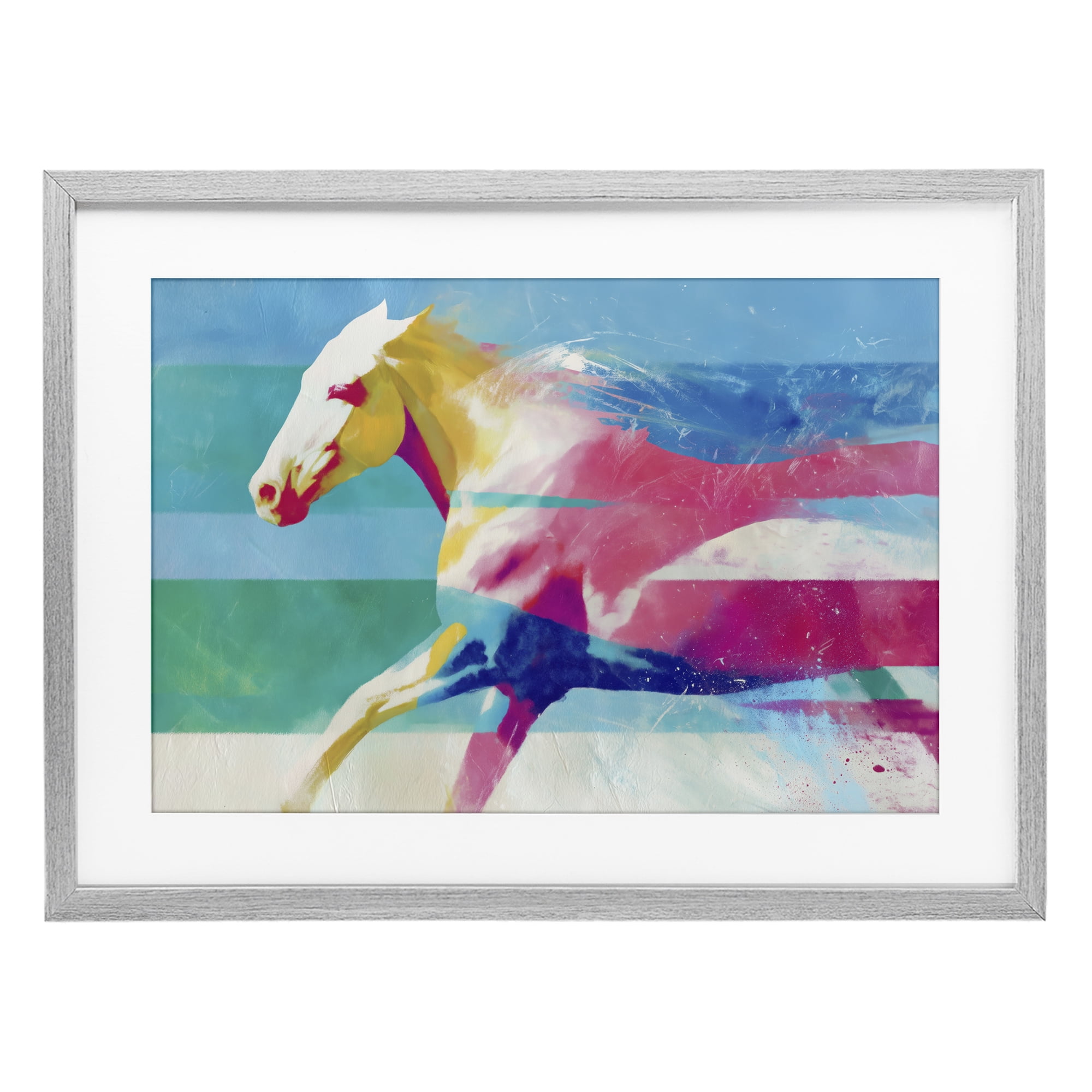 Stupell Industries Abstract Horse In Stripes Gray Framed Print Under Glass, design by Chromatic Storm Studio