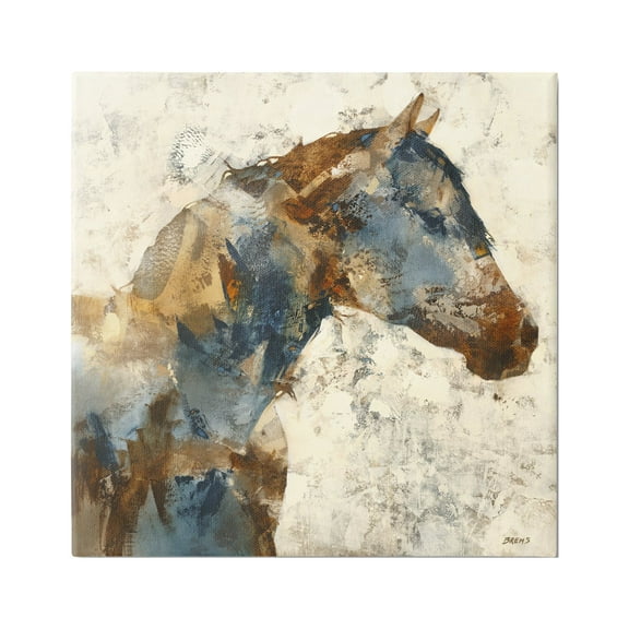 Stupell Industries Abstract Horse Layered Blocked Strokes Earth Tones Painting Gallery Wrapped Canvas Print Wall Art, Design by Scott Brems