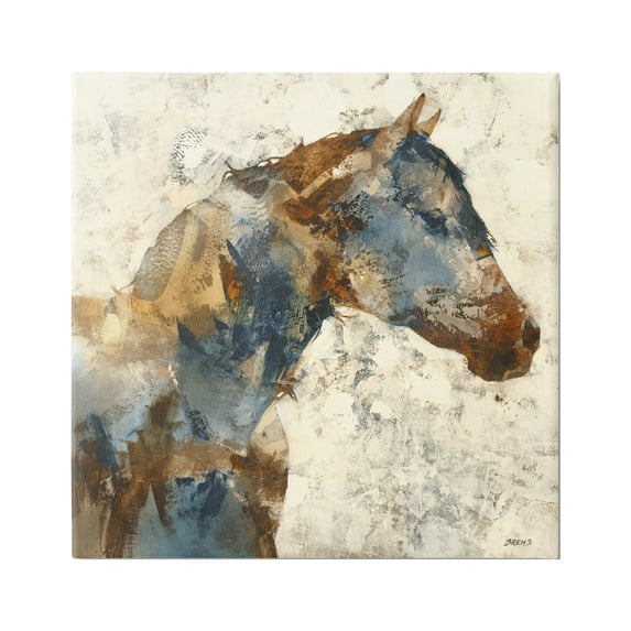 Stupell Industries Abstract Horse Layered Blocked Strokes Earth Tones Painting Gallery Wrapped Canvas Print Wall Art, Design by Scott Brems