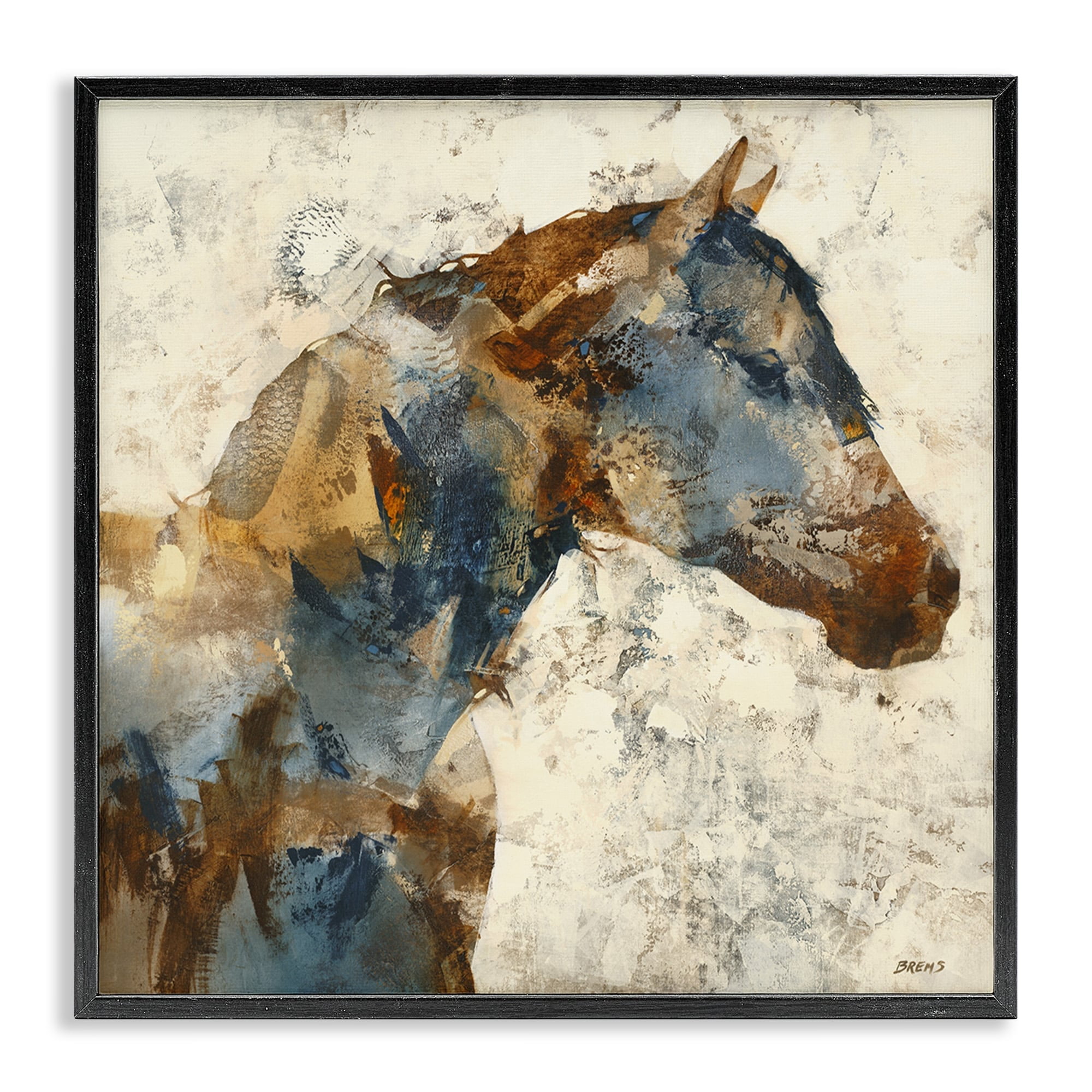 Stupell Industries Abstract Horse Layered Blocked Strokes Earth Tones Painting White Framed Art Print Wall Art, Design by Scott Brems