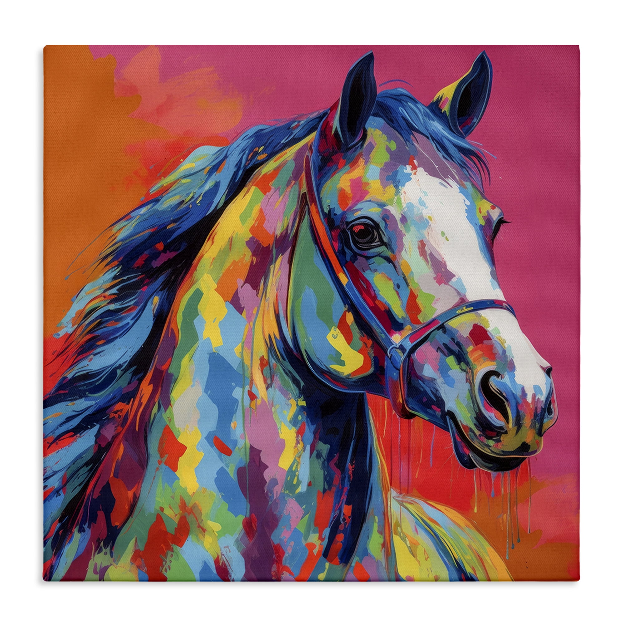 Stupell Industries Abstract Hue Horse Animals & Insects Painting Gallery Wrapped Canvas Art Print Wall Art, 36 x 36