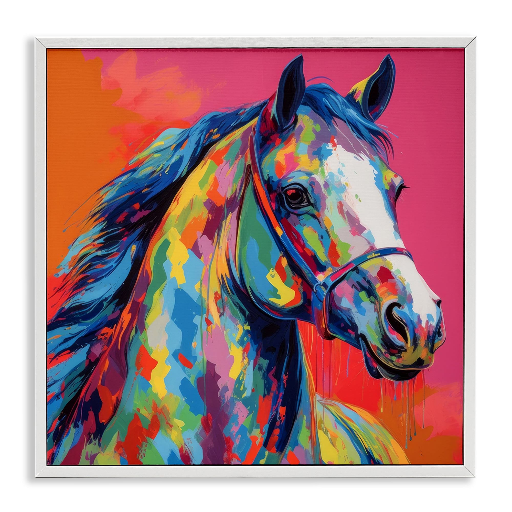 Stupell Industries Abstract Hue Horse Animals & Insects Painting White Framed Art Print Wall Art, 24 x 24