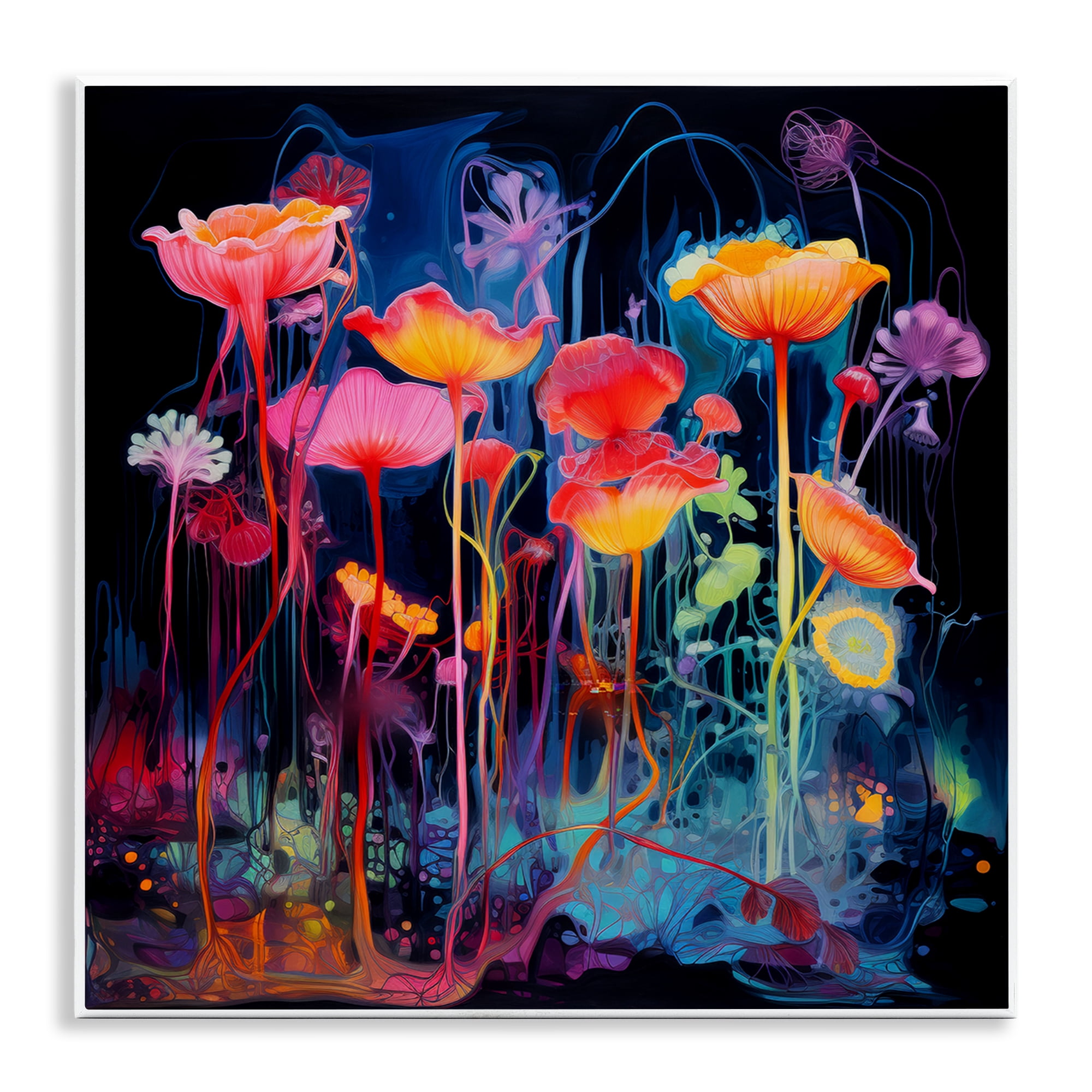 Stupell Industries Abstract Hued Blossoms Abstract Painting Unframed Art Print Wall Art, 12 x 12