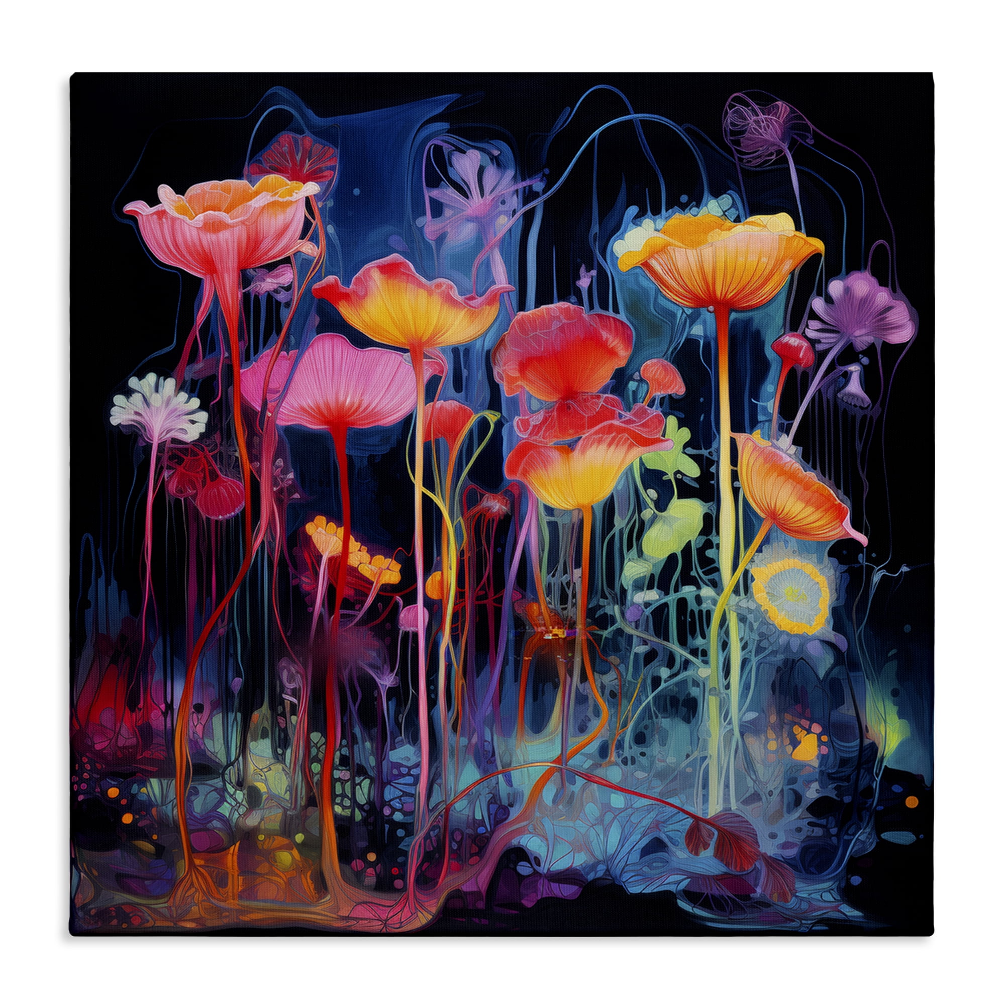 Stupell Industries Abstract Hued Blossoms Abstract Painting Wrapped Canvas Art Print Wall Art, 36 x 36