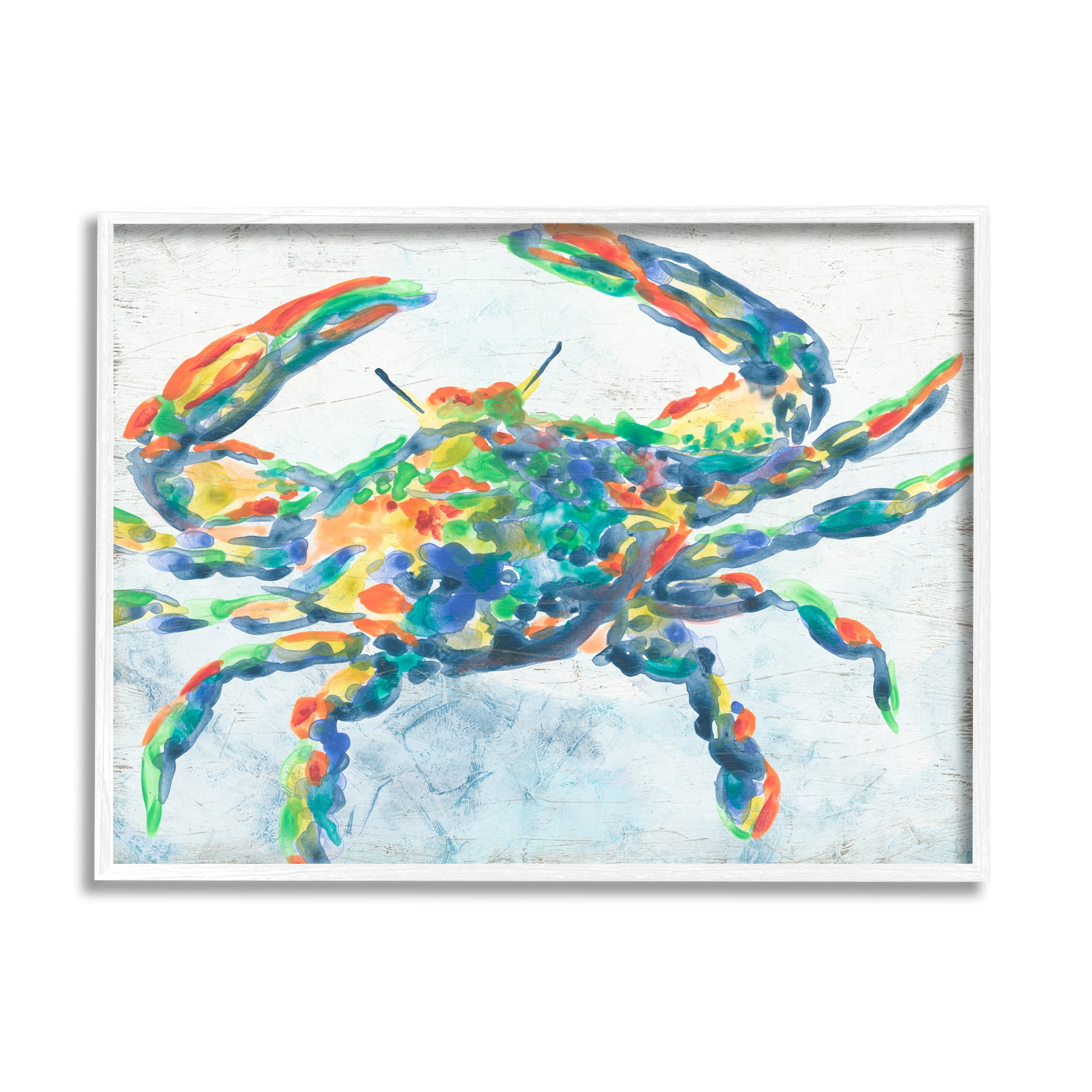 Stupell Industries Abstract Hued Crab Animals & Insects Painting White Framed Art Print Wall Art, 30 x 24