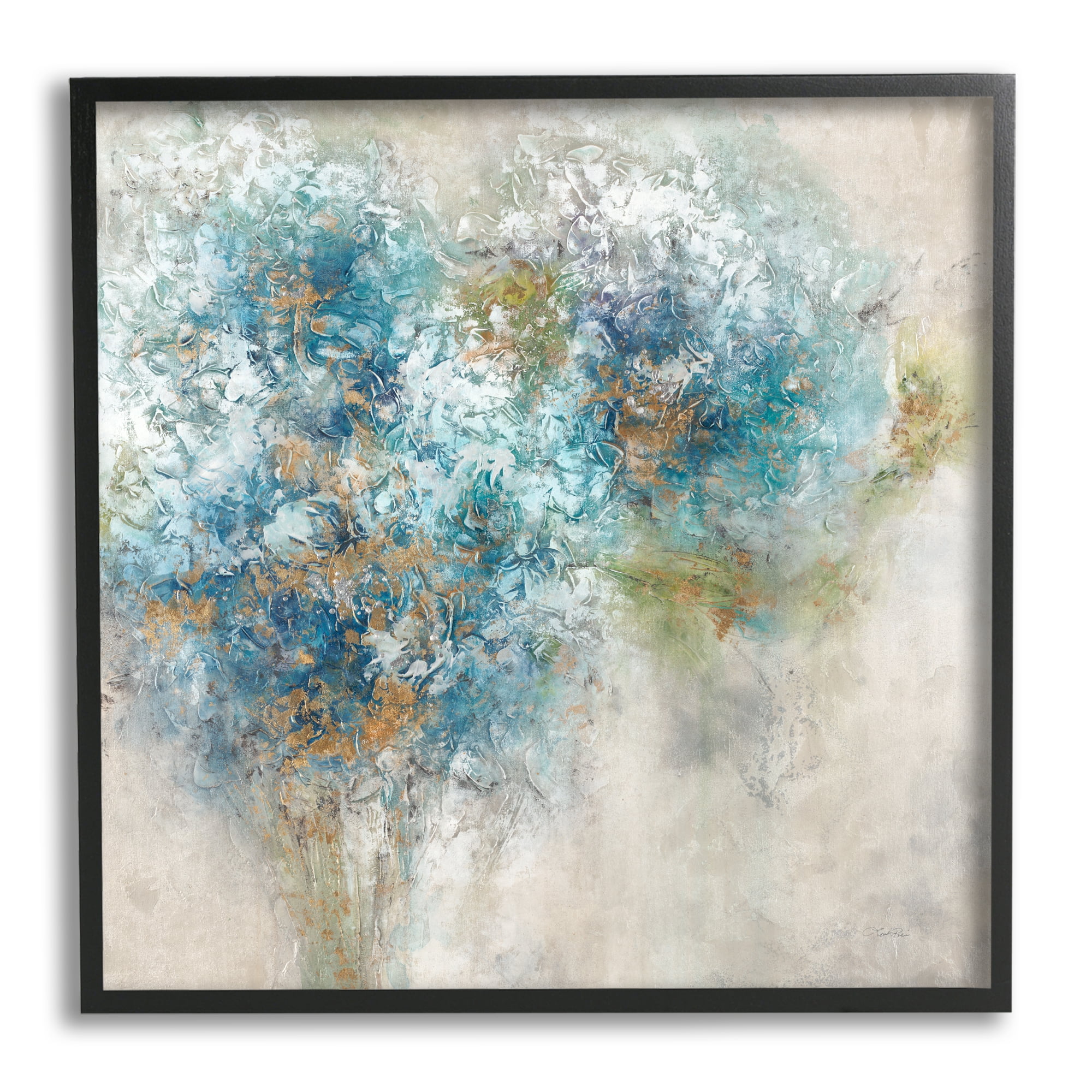 Stupell Industries Abstract Hydrangea Blooms Botanical & Floral Painting Black Framed Art Print Wall Art, 24 x 24
