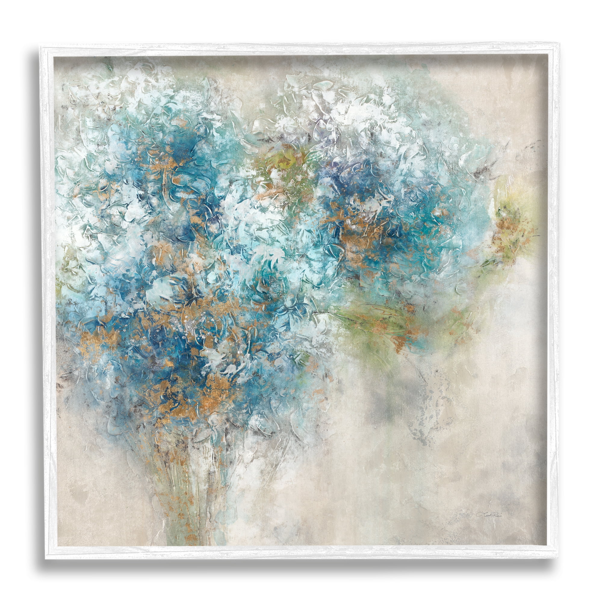 Stupell Industries Abstract Hydrangea Blooms Botanical & Floral Painting White Framed Art Print Wall Art, 17 x 17
