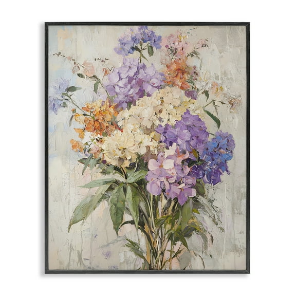 Stupell Industries Abstract Hydrangea Clusters Floral Painting Black Framed Art Print Wall Art, 11 x 14