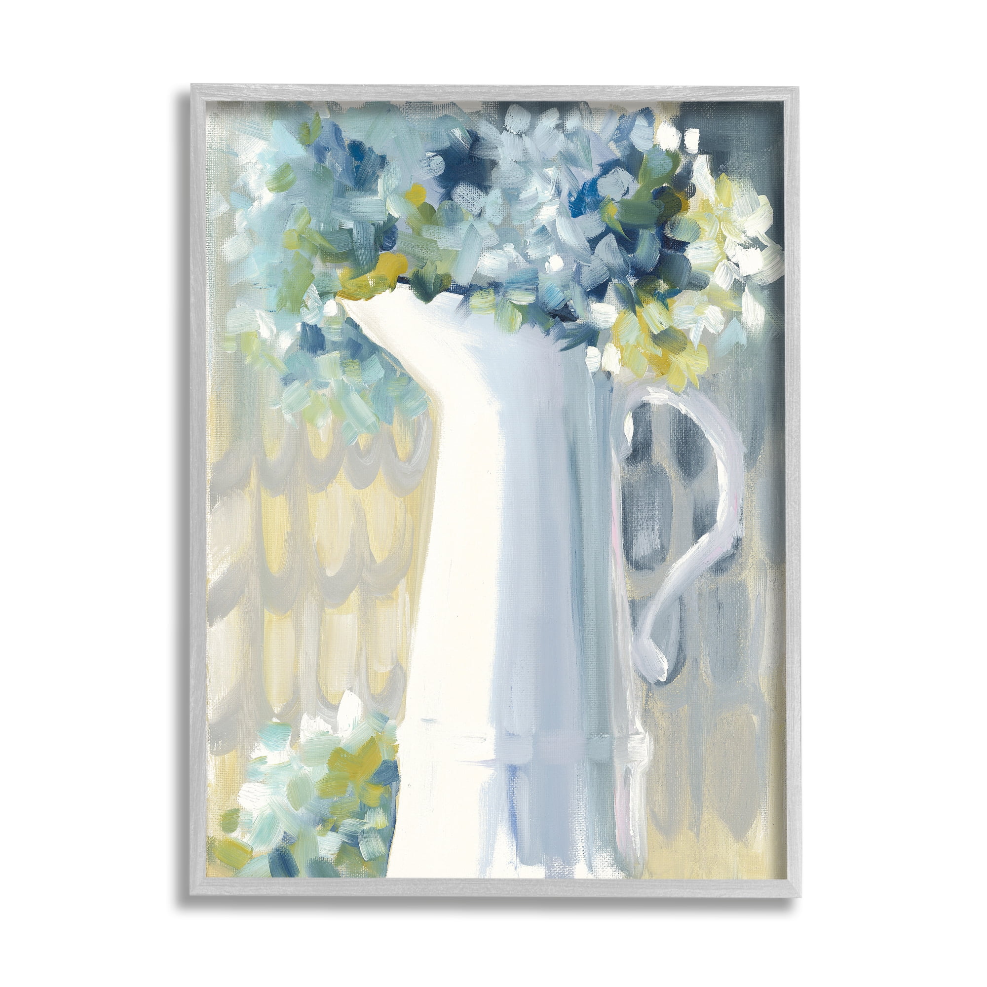 Stupell Industries Abstract Hydrangeas in Jug Botanical & Floral Painting Gray Framed Art Print Wall Art, 16 x 20