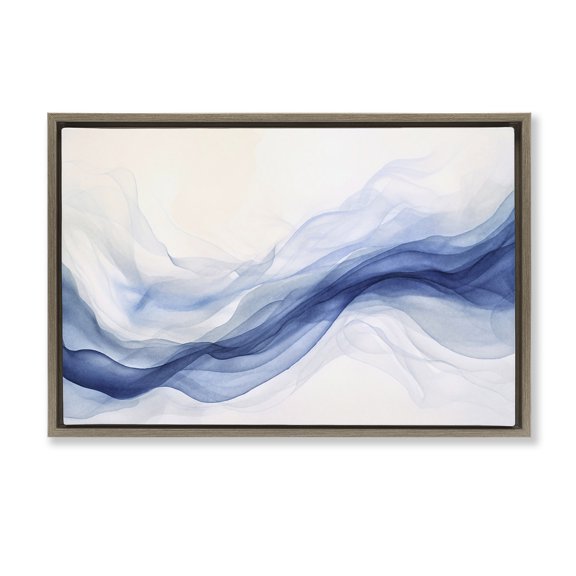 Stupell Industries Abstract Indigo Mist Brown Framed Floater Canvas Wall Art design by Andrea Haase, 17 x 25