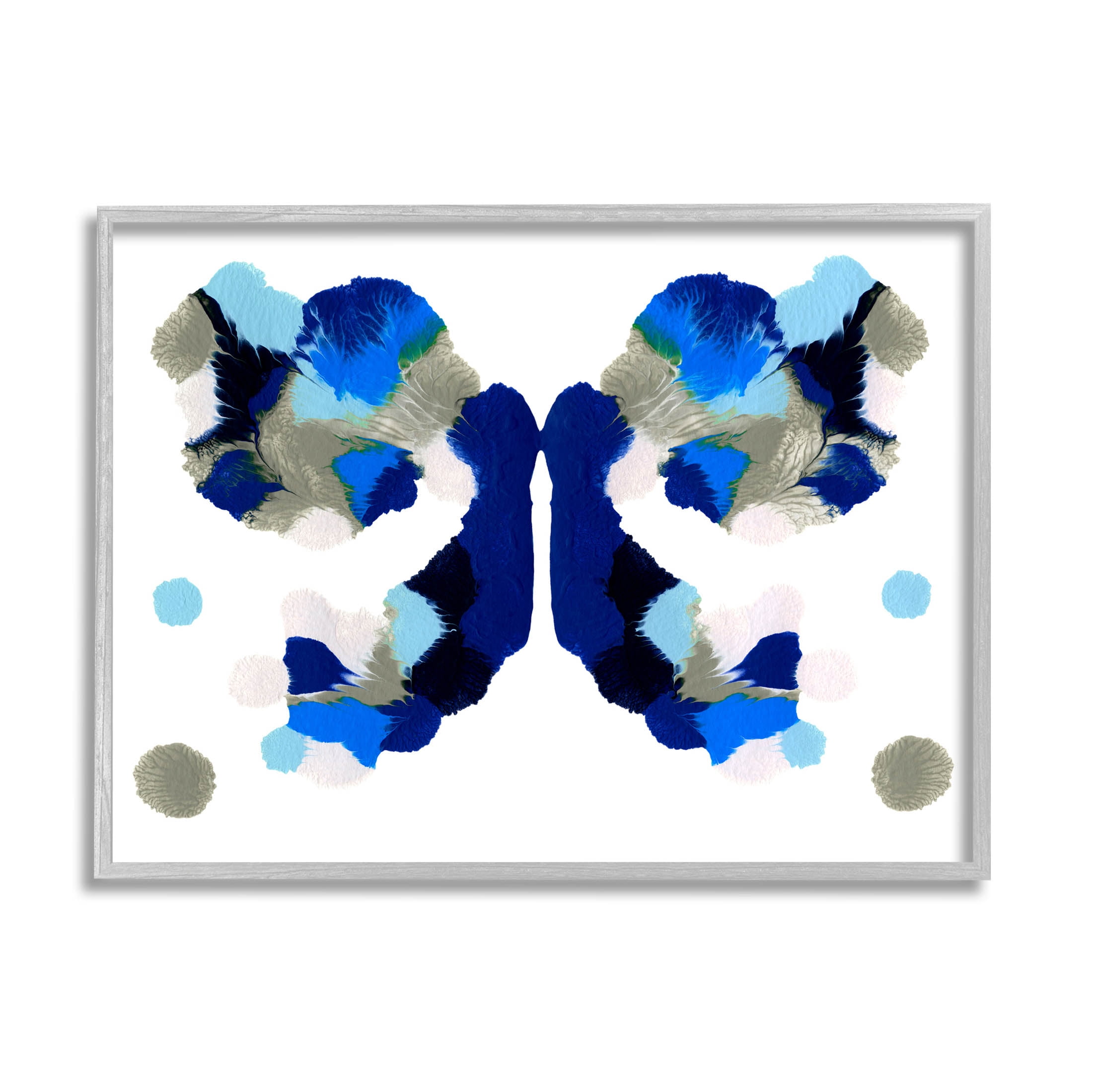 Stupell Industries Abstract Ink Blot Shapes Graphic Art Gray Framed Art Print Wall Art, Design by Emma Caroline