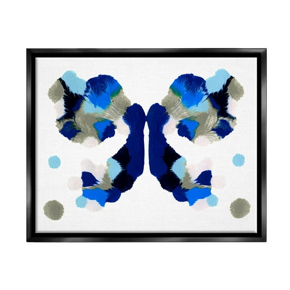 Stupell Industries Abstract Ink Blot Shapes Graphic Art Jet Black Floating Framed Canvas Print Wall Art, Design by Emma Caroline