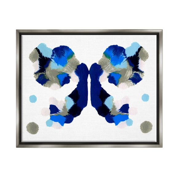 Stupell Industries Abstract Ink Blot Shapes Graphic Art Luster Gray Floating Framed Canvas Print Wall Art, Design by Emma Caroline